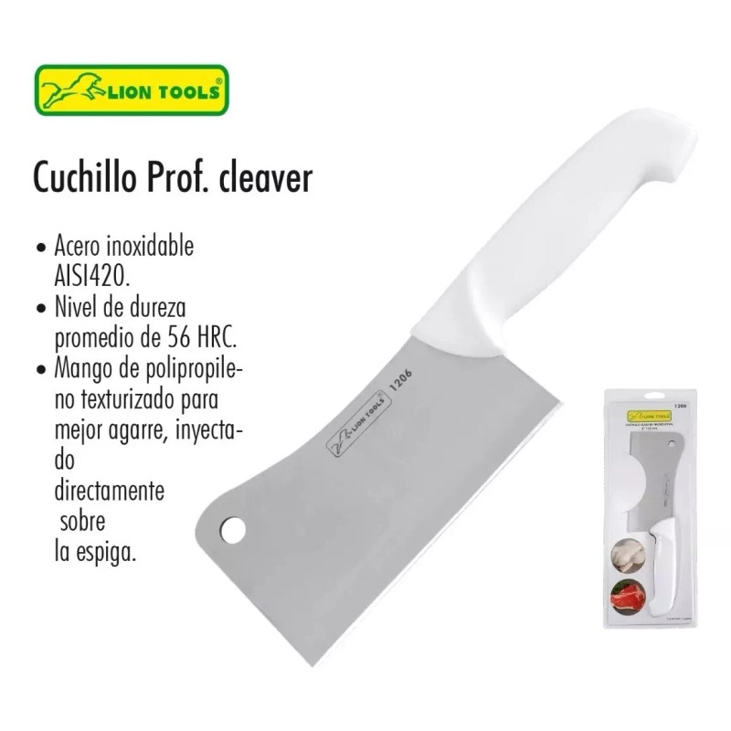 Lion Tools Cuchillo Taquero Hacha Profesional Cleaver Jumbo 1206 Lion