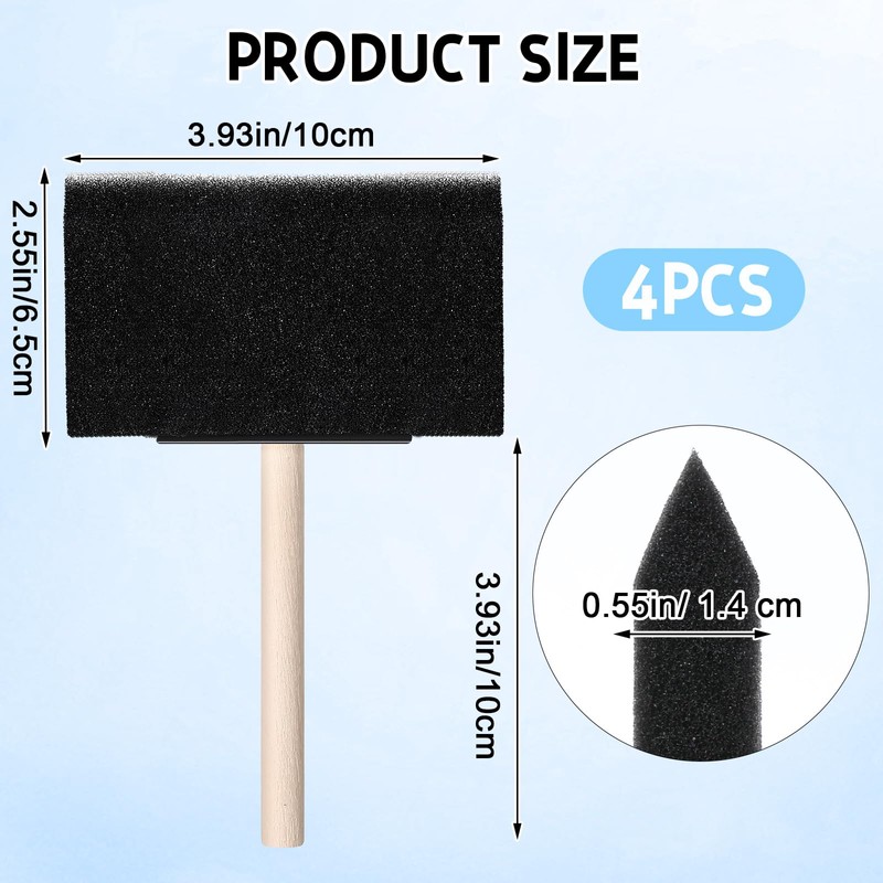 Foam Paint Brushes 4 Inch 4 Pcs Foam Brushes for
