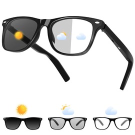 ReyDix Smart Glasses for Men Women, Bluetooth Audio Sunglasses with Color-Change Lenses Speakers Touch Control Unisex Intelligent for Indoor Outdoor Walking Working