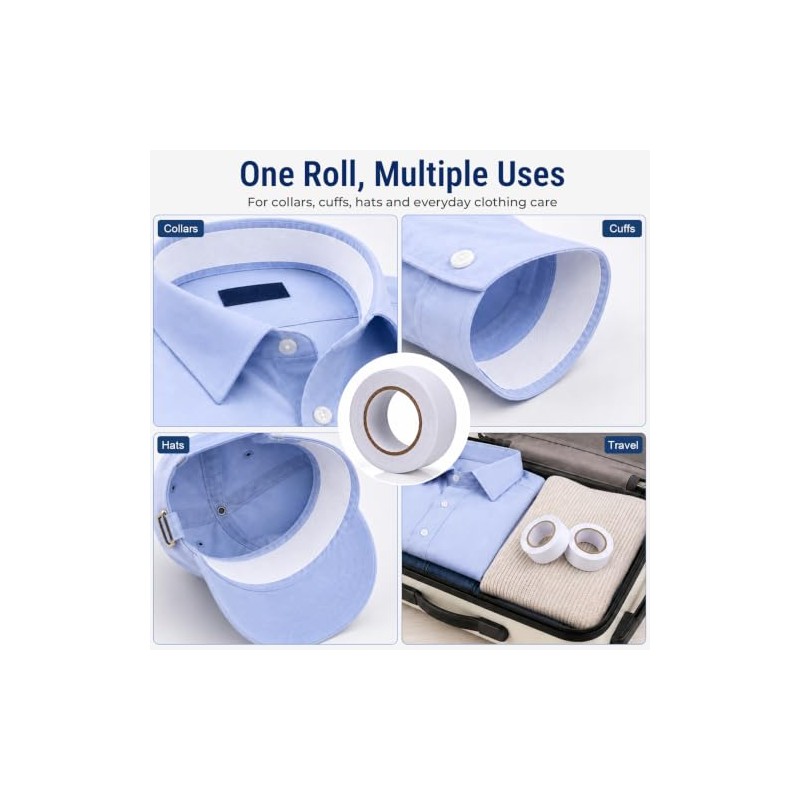 Disposable Collar Protector Sweat Pads, 6 Rolls 5M Invisible Sweat