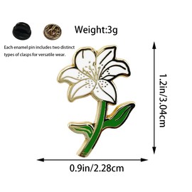 Vermegoint Enamel Pin,White Lily Lapel Pin,Emotion Support Brooch,DIY Decor Collection,Gift for Flower Lovers,Friends, Teens,Wife,Pin for Wedding,Birthday,Anniversary,Funeral,Social Charity Party