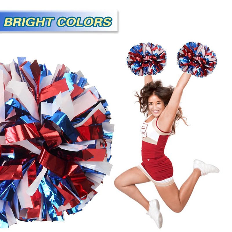 Lovecheer 2PCS Pom Poms Cheerleading Blue and Red and White