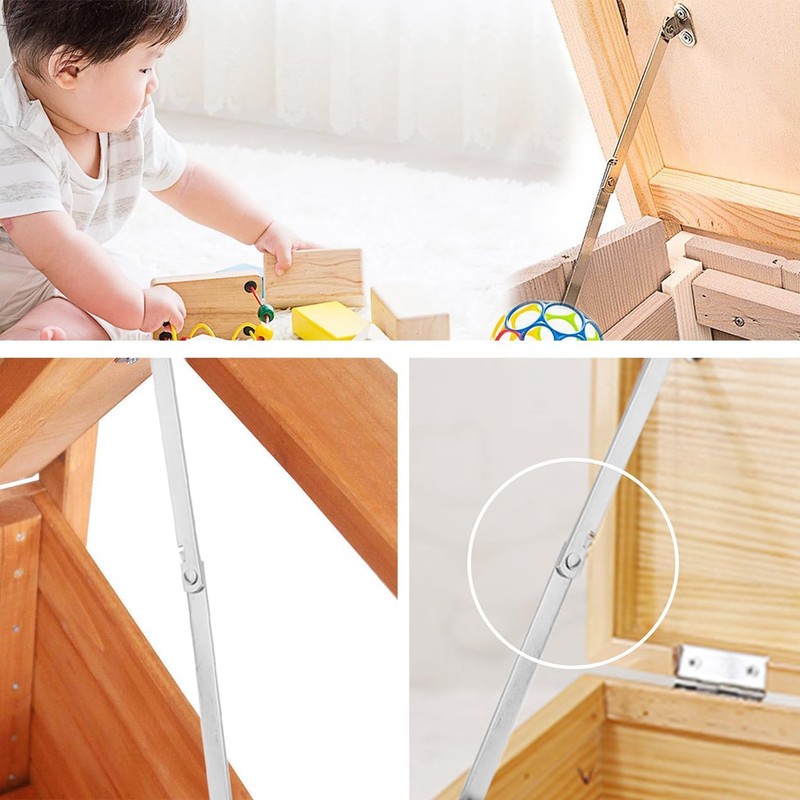 Pxyelec 4 pcs Support Stay Hinges, Furniture Cupboard Hinges, Stainless