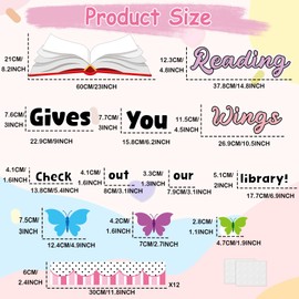 Reading Bulletin Board Set Reading Gives Your Imagination Wings Classroom Decoration Motivational Colorful Butterfly Paper Cutouts for Back to School Nursery Library Door Wall Decor Supplies