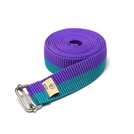 Yoga Stretch Belt/Strap | Best for Daily Stretching, Yoga, Pilates, Physical Therapy, Fitness | 8 Feet Premium Cotton Strech Band (Purple-Green)