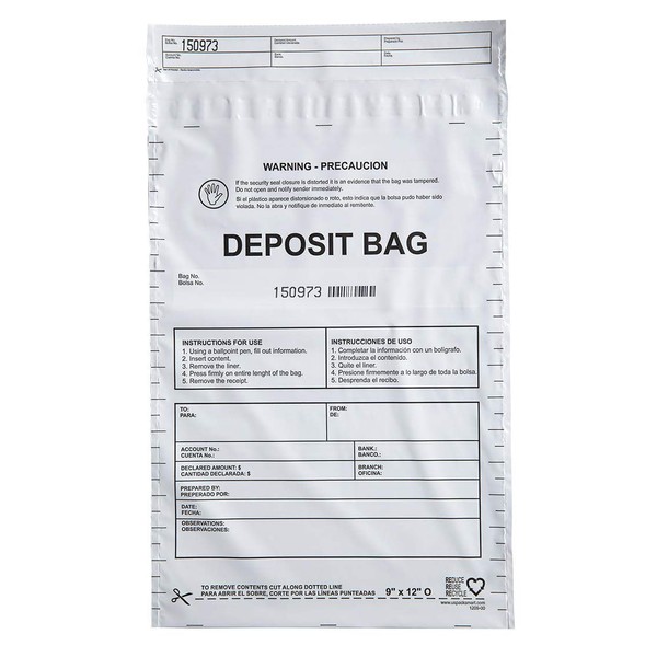 USPACKSMART Opaque Plastic Deposit Bags 9"x12" | Secure Bank Deposits,