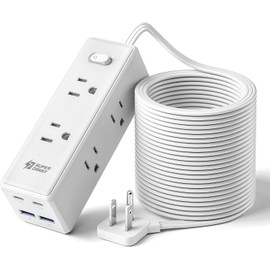Cable de extensión de 20 pies de largo, color blanco
