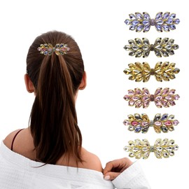 JULIYOOYOO Pasadores de Cristal para El Pelo para Mujeres Y Niñas, Elegantes Y con Estilo, con Diamantes de Imitación Incrustados (Gris)