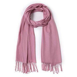 Cindy & Wendy Pashmina Shawls and Wraps Large Scarfs for Women Wedding Party Bridal Long Fashion Solid Shawl Wrap with Fringes (dusty rose)