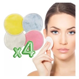 Esponja Limpieza Facial Almohadilla Desmaquillante 4 Pzs F                                                                                            
