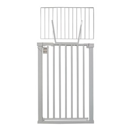 59 Inch Tall Baby Gate Auto Close Dog Gate with Adjustable Tall Panels Pressure Mounted Walk Through Swing Pet Gate for Doorways (White, 29.92"-43.71" Wide)