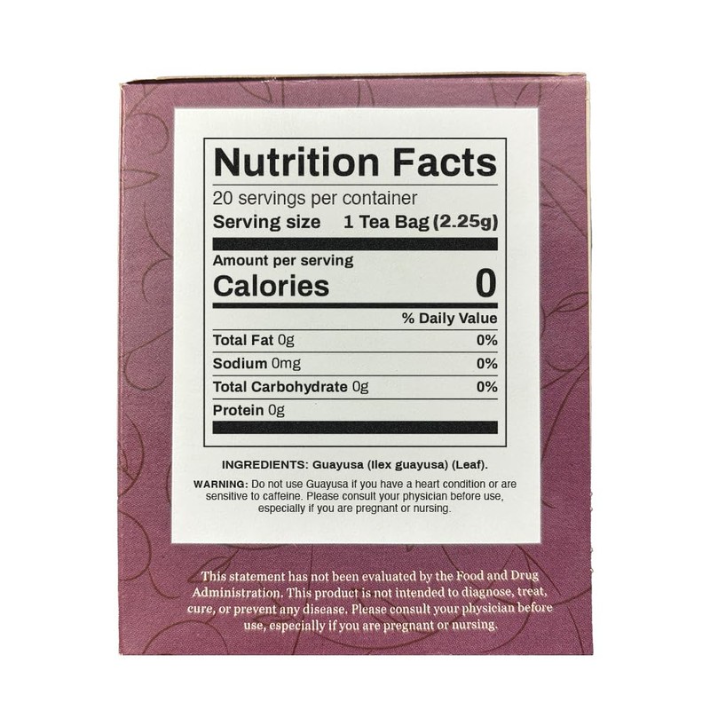 Organic Positively Botanicals Company, Guayusa Herbal Tea Bags, 20 Count