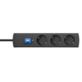 Kopp DUOversal® Plus 3/6-Way Power Strip 1.4 m with Double Slots + Surge Protection + Switch + Large Distance + Touch Protection + Screw-On I Anthracite - 234405008