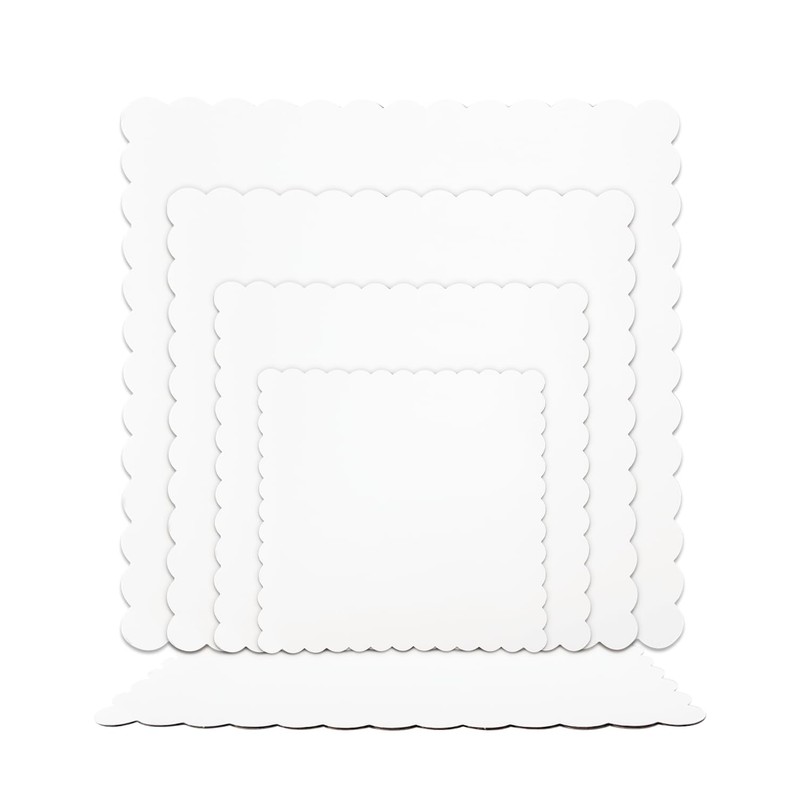 qiqee White 12 Inch Wave Cake Boards 15-Packs Squares Base