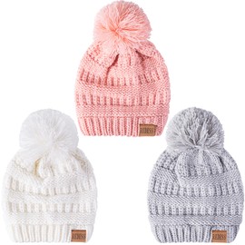REDESS Baby Kids Winter Warm Hats, Infant Toddler Children Pom Pom Beanie Knit Cap Girls Boys