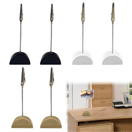 Pack of 6 Photo Holders with Clips, Durable Photo Holder, Wooden Photo Stand, Memo Clip Holder, Place Card Holder, Postcard Holder for Pictures, Cards, Note Paper Clip