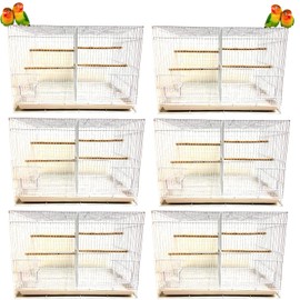 Lot of 6 Aviary Breeding Finch Aviary Canary Flight Bird Cage with Center Divider 24" x 16" x 16" (White)
