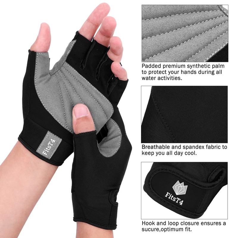 FitsT4 Sports 3/4 Finger Gloves for Sailing Kayaking Adjustable Wrist