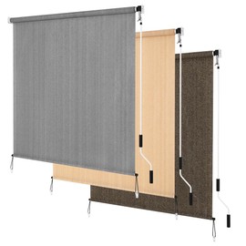 KELIXU Patio Shades Roll Up Outdoor Blind, 8’ W x 6’ H Cordless Sun Shade Privacy Screen with 90% UV Protection Exterior Roller Shade Cloth for Porch Pergola Backyard Windows Balcony, Gray