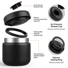 WayEee Food Flask,Durable Stainless Steel Food Flasks for Hot Food, 385ml Leak-Proof Soup Flask for 5 Hours Hot & 7 Hours Cold(Black)