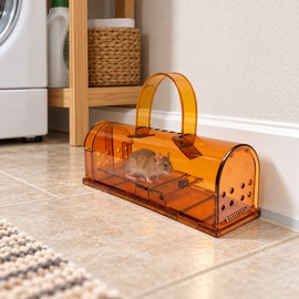 Reusable Mouse Trap Cage for Home & Garden – Plastic Non-Electric Rodent Catcher with Carry Handle