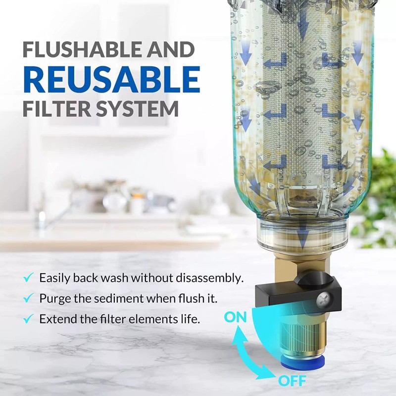 Universal Reusable Whole House Spin Down Sediment Water Filter Pre-Filter