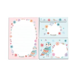 Letter Pad with Envelope for Kids Owl Stationery Set for Girls (A5 Pad with 25 Sheets + 15 Envelopes)