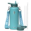 Coolflask Water Bottle 40 oz with Strap, Insulated Metal Water