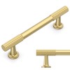 Amerdeco 10 Pack Brushed Gold Cabinet Pulls 3.75 Inch(96MM) Hole