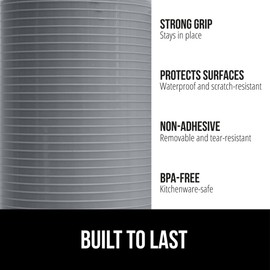 GORILLA GRIP DuraGuard Shelf Liner, Non-Adhesive Cabinet Liners for Kitchen Drawers, Shelves, Refrigerator, Pantry Storage, Bathroom Closet, Durable Waterproof BPA Free Ribbed Plastic, 12x20 Gray