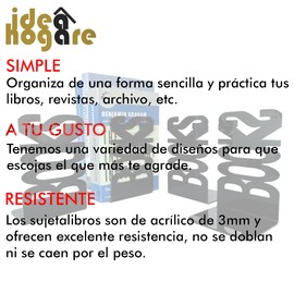 IDEA HOGARE Sujetalibros Organizador Soportes Libros Varios diseños 4 pzas (Books)