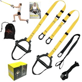 ADALT LION Bodyweight Resistance Training Straps, Complete Home Gym Fitness Trainer kit for Full-Body Workout, Included Door Anchor, Extension Strap, Fitness Guide (Yellow-2)