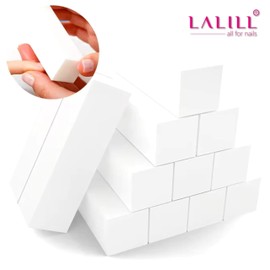 LALILL Nail File Polishing Block White - Pack of 10 Buff 4-Sided, 100/100 Grit - Buffer for Nails for Matting and Smoothing - for Gel, Acrylic & Natural Nails - Manicure & Pedicure