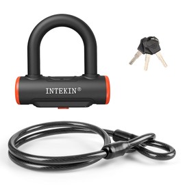 INTEKIN Bike U Lock Heavy Duty Bike Lock Bicycle Lock, 16mm U Lock and 3ft Length Security Cable with Sturdy Mounting Bracket for Bicycle, Motorcycle and More