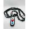 Rosario Santa Muerte 7 potencias Cristal Negro Rosary Holy Death