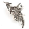 Sparkling Crystal Fire-Bird Brooch (Silver Tone)