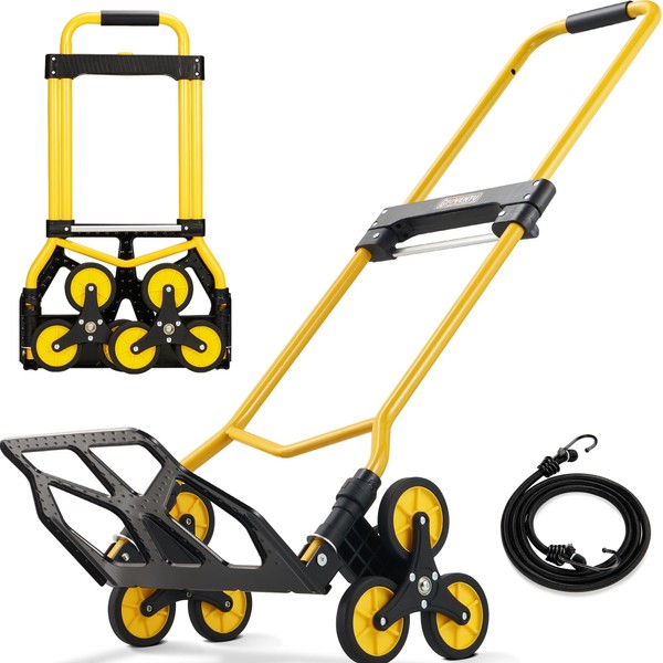 Upgraded Stair Climbing Dolly Cart, 330LB Capacity Folding Stair Climber
