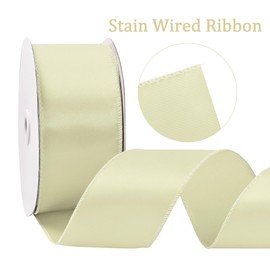 GTYBOVA Ivory Satin Wired Ribbon 2-1/2 Inch X 25 Yards Wired Satin Ribbon Wedding Decorations Ribbon for Valentine's Day Gift Wrapping Wreaths Spring Decoration Crafts Home Decor