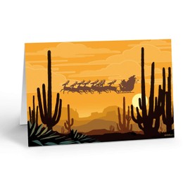 Desert Sunset Western Christmas Card -18 Boxed Arizona Christmas Cards & Envelopes