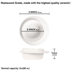 jinsongdafa 4 PCS Dipping Bowls Set, Ceramic Butter Dish, 2 OZ Soy Sauce Dish, mini Side Dish Bowls, Butter dish for one person for BBQ, Condiments, Appetizer, Dessert, Sushi, Party