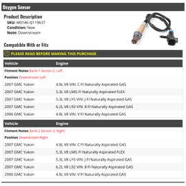 Downstream Oxygen Sensor - Compatible with 2006-2007 GMC Yukon