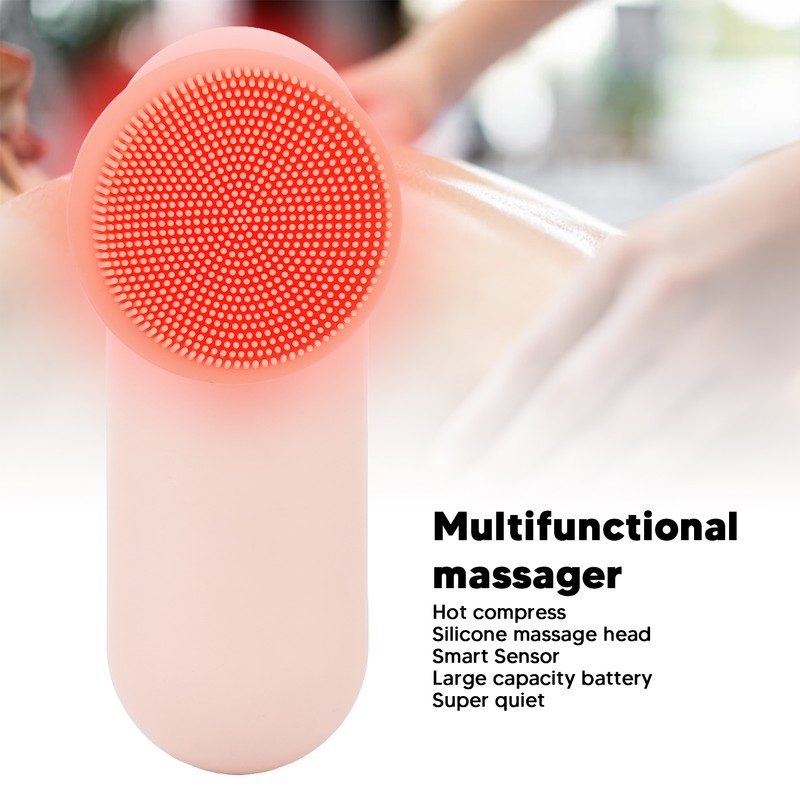 Face Massage Device Brush 3 Gear Adjustable Silicone Heads Heating