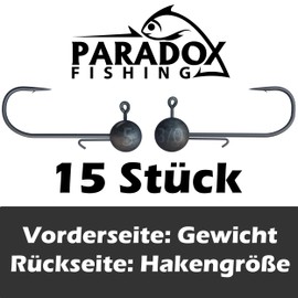 Paradox Fishing Jig Heads Set 15 x 5 g 3/0 Jig Heads Rubber Fish with Jig Head for Rubber Fish Zander Fishing Accessories