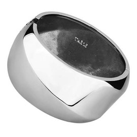 YourJewelleryBox 1153 CHUNKY WIDE STAINLESS STEEL PLAIN HIGHLY POLISHED BANGLE HINGED WOMENS 6.75