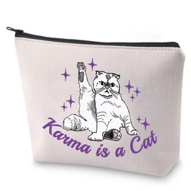 BLUPARK Album Inspired Gift Cat Lover Makeup Bag Singer Merchandise Gift Singer Inspired Cosmetic Bag for Fans, Karma Cat