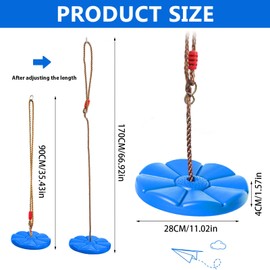 Outdoor Swing, Climbing Rope, Plate Swing Children with Carabiner and Tree Strap, Tree Climbing Rope, Outdoor Children's Swing, Hanging Swing for Children and Adults, up to 150 kg (Blue