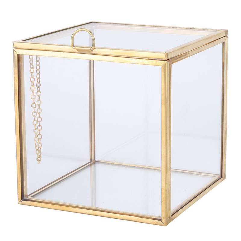 Gold Edge Geometric Glass Plant Planter Succulent Plants Container Home