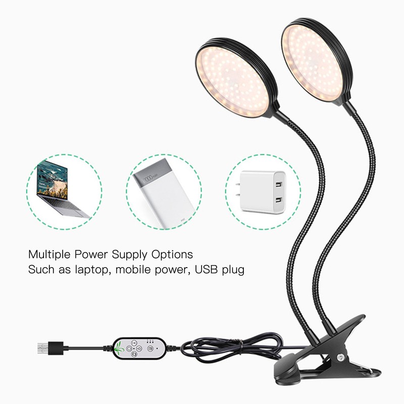 Plant Grow Light Timing 5 Dimmable Levels Waterproof Dual Head