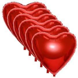 6 Pieces 32'' Large Heart Shaped Balloons Huge Foil Balloons Valentine's Day Balloons Red Heart Balloons for Wedding Engagement Anniversary Decor Party Favor Supplies (Red 6pcs)
