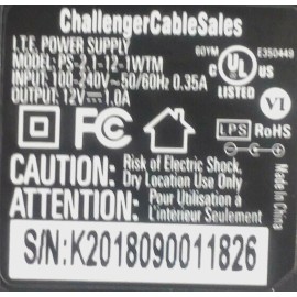 ITE Challenger Cable Sales I.T.E. Power Supply; Part #PS-2.1-12-1WT